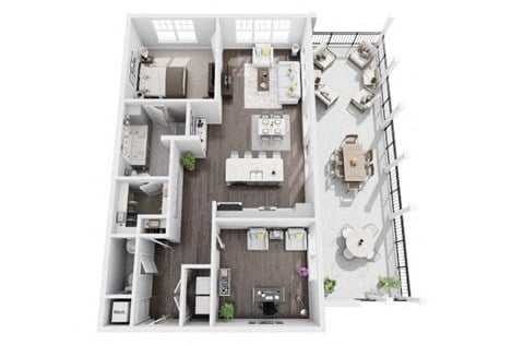 Floor plan for 1 bed, 1 bath, 1131 sqft